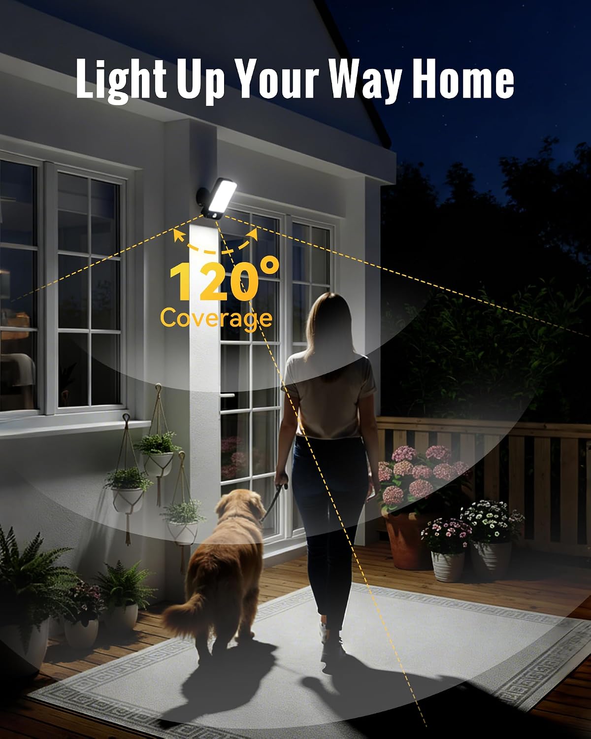 Luz exterior con sensor de movimiento de batería recargable