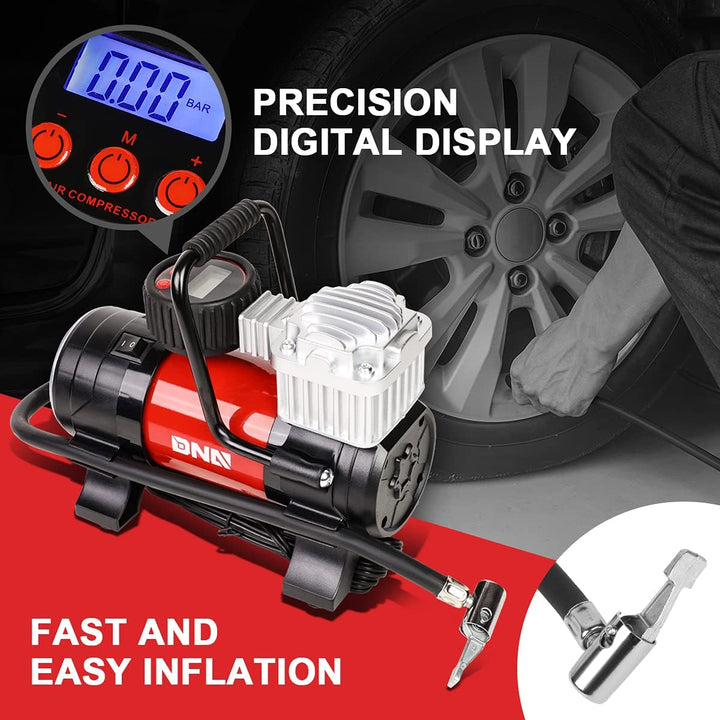 DNA Motoring 12 V 125 PSI LED Flash Light Bomba de aire portátil co...