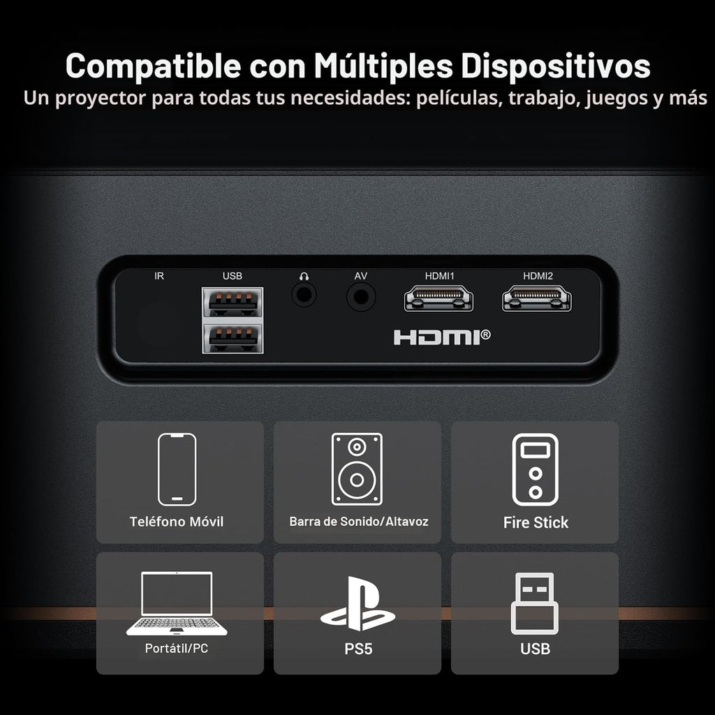 Proyector de decodificación ANSI 4K 2000 con WiFi y Bluetooth, cine...