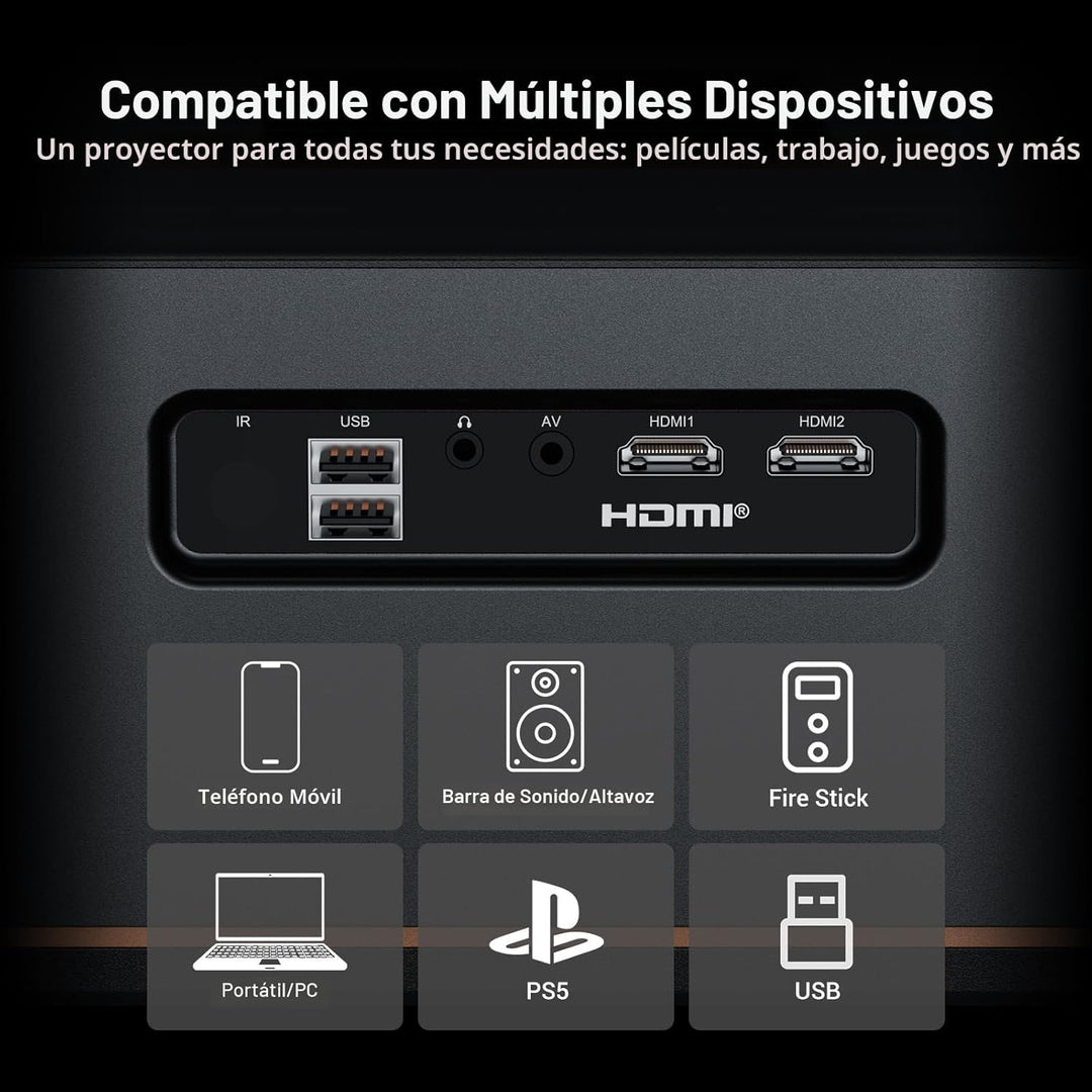 Proyector de decodificación ANSI 4K 2000 con WiFi y Bluetooth, cine...