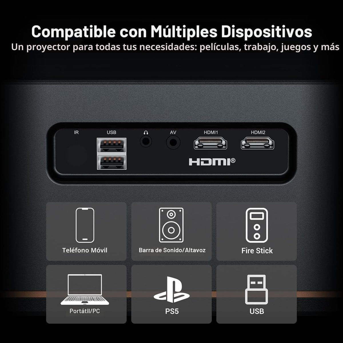 Proyector de decodificación ANSI 4K 2000 con WiFi y Bluetooth, cine...