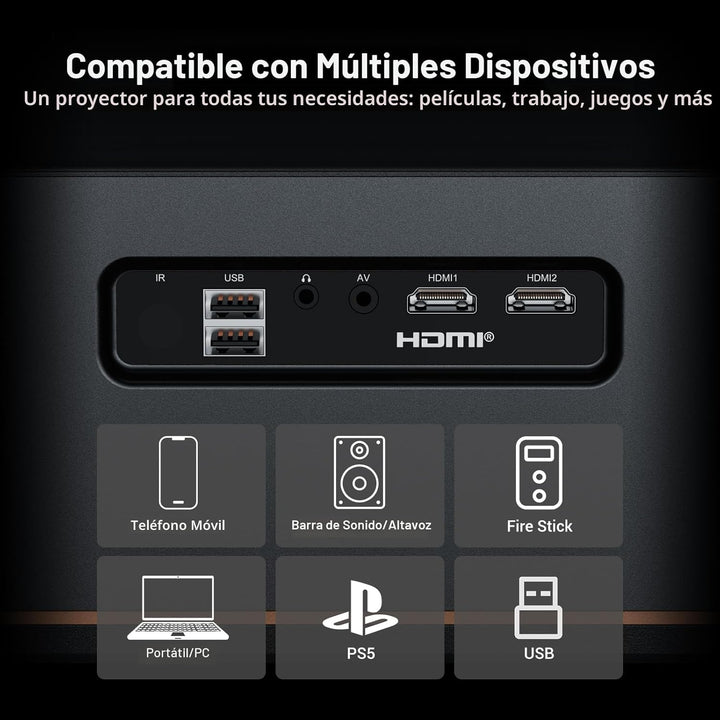 Proyector de decodificación ANSI 4K 2000 con WiFi y Bluetooth, cine...