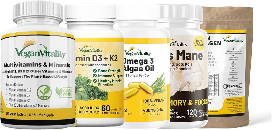Vegan Vitality Paquete completo de bienestar de 6 meses: multivitam...