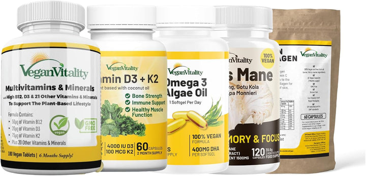 Vegan Vitality Paquete completo de bienestar de 6 meses: multivitam...