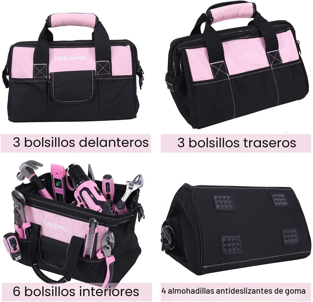 FASTPRO Juego de herramientas rosa, 220 piezas Lady's Home Repa...
