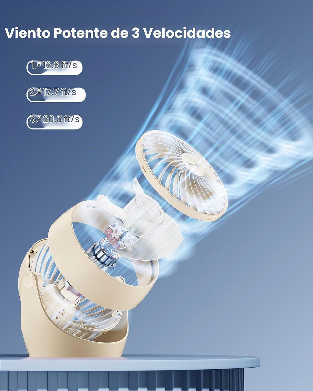 Gaiatop Ventilador de escritorio, ventilador eléctrico portátil de...