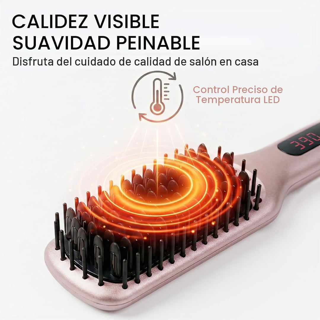 MEGAWISE Cepillo alisador de pelo, cepillo de pelo calentado iónico...