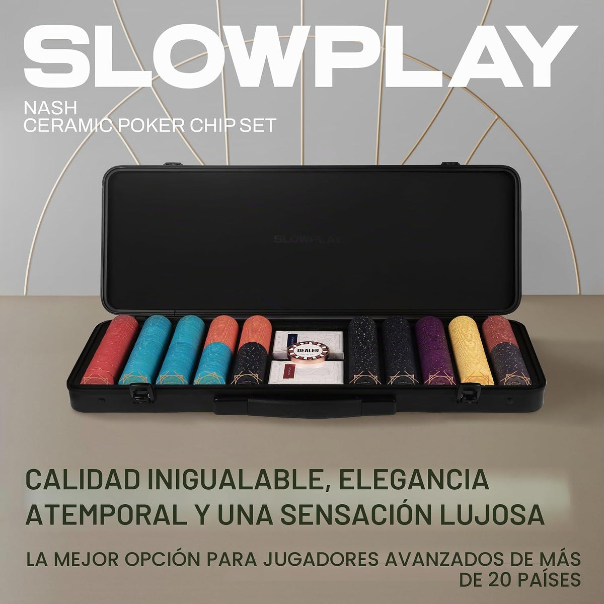 SLOWPLAY Sistema de póquer de cerámica Nash, fichas de póquer de 0.35 oz y