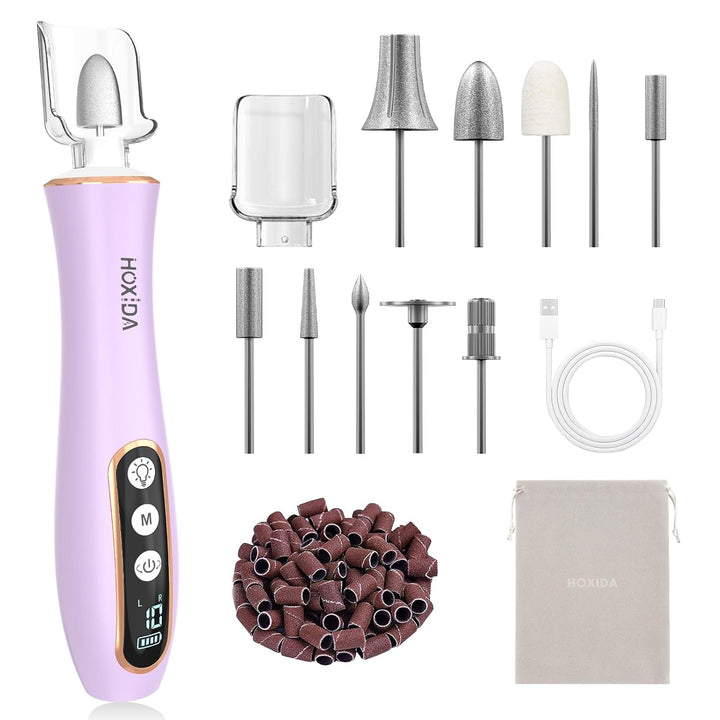 Kit profesional de manicura y pedicura con luz LED de 360° y 10 vel...