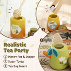 Wooden Tea Party Set para Kids 3-5 con Desserts Honey Dipper Girls Boys