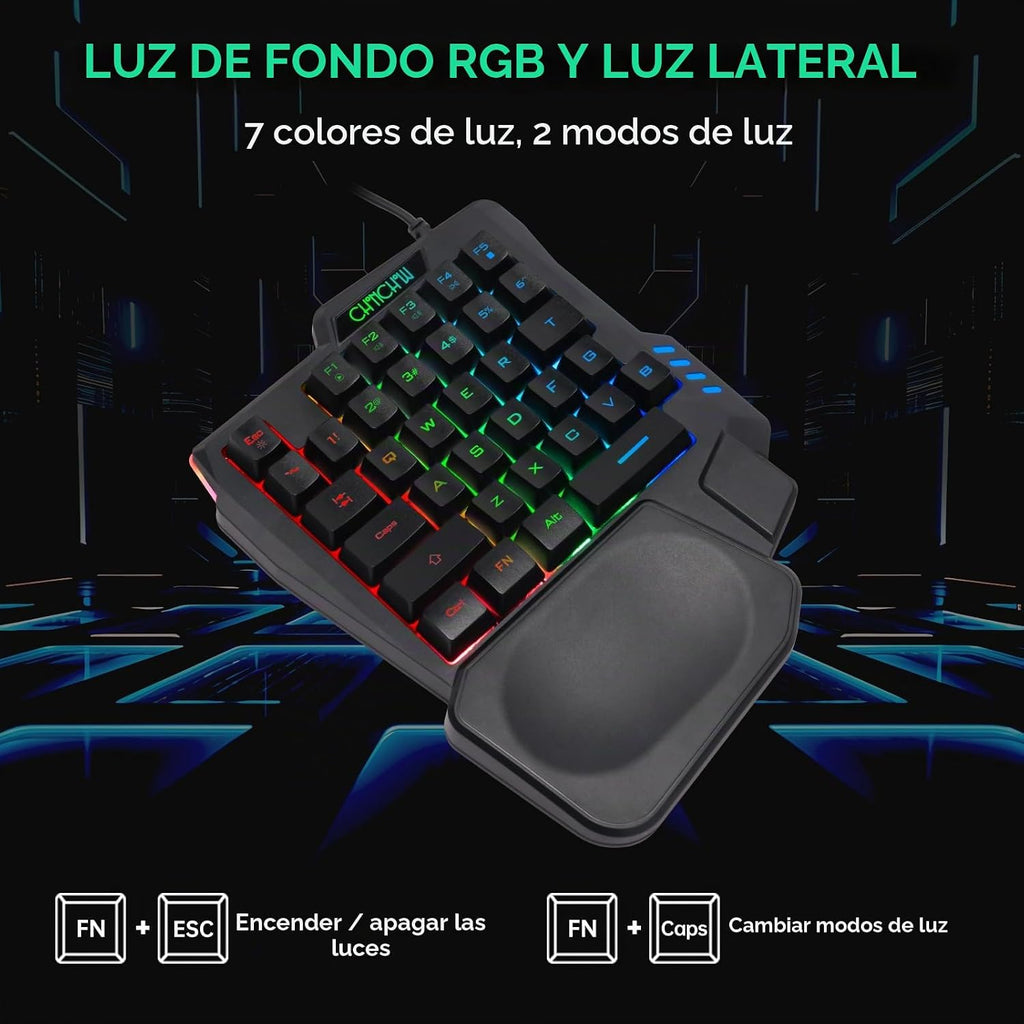 One Handed Gaming teclado y Mouse Combo para LOL/Wow/fortnite/Dota/PUBG