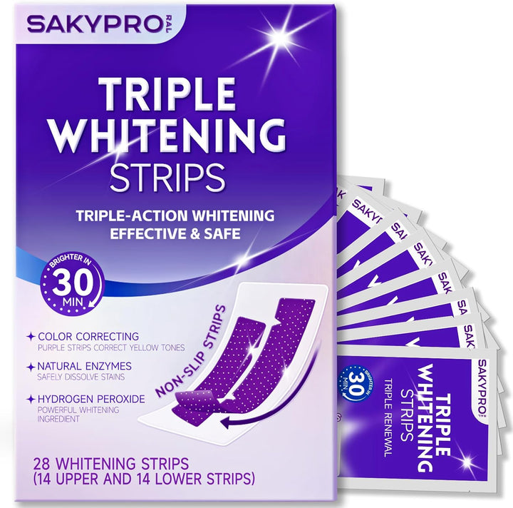 SAKYPRORAL Tiras blanqueadoras moradas, resultados de larga duració...