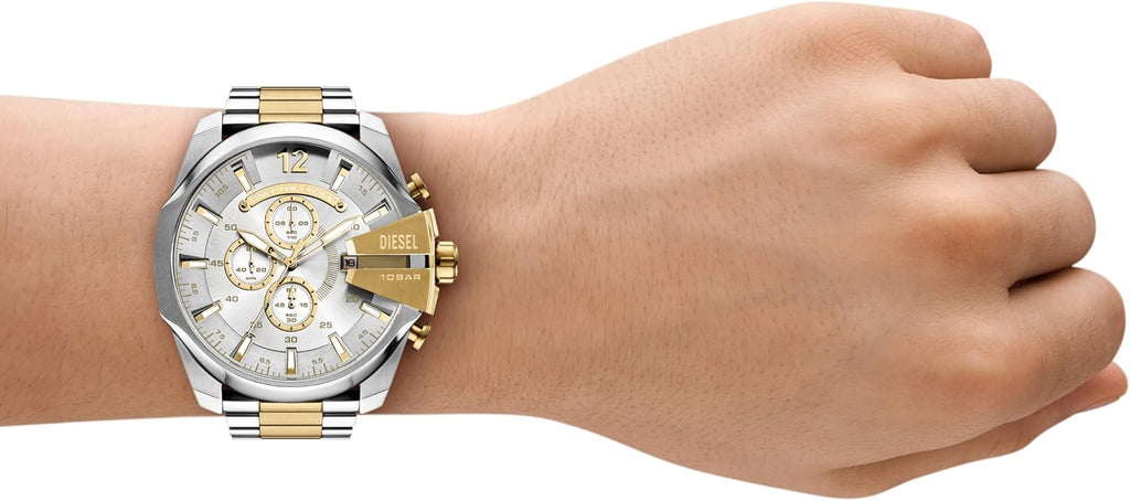 Reloj cronógrafo Diesel para hombre Mega Chief en acero inoxidable bicolor (Modelo: DZ4701)