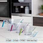 Vasos medidores líquidos con boquillas, juego de plástico en ángulo de 4