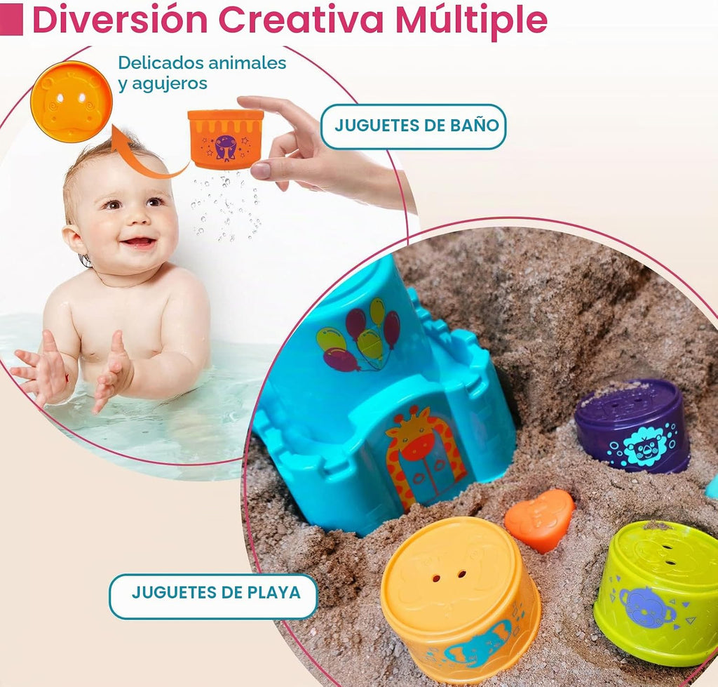 LTKFFFdp - Juguetes apilables para bebés de 1 a 3 años, clasificador de formas de tazas de anidación para bebés de 6 a 12 a 18 meses, juguete de aprendizaje apilable con bloques