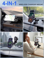 Cargador inalámbrico para automóvil, con sujeción automática, soporte para teléfono de salpicadero/parabrisas/ventilación de aire compatible con iPhone 17 16 15 14/13/13 Pro/12 pro/12/11/X/8