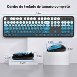 SQMD Combo de teclado y mouse inalámbricos, teclado retro de tamaño...