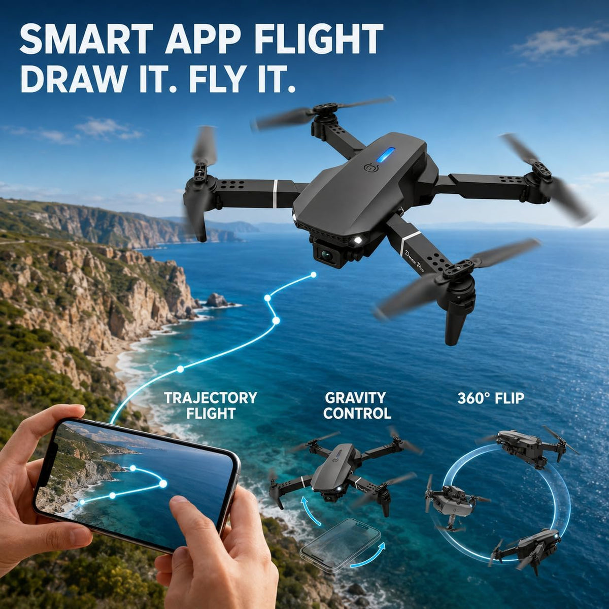 FPV Drone para cámara 1080P, mini cuadricóptero plegable, principiantes
