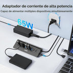 JESWO, hub USB de 9 puertos, alimentado, adaptador 20V/3.25A