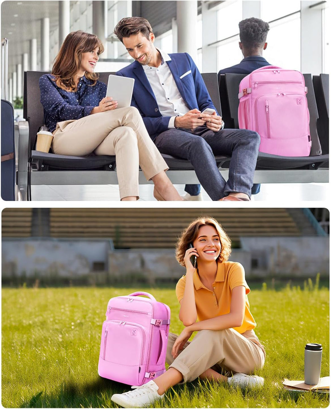 ECOHUB Mochila de Viaje Mochila de Equipaje de Mano, Rosa, Mochilas...