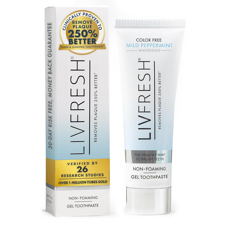 LIVFRESH Pasta de dientes de gel clínicamente probada, sin SLS, sin...