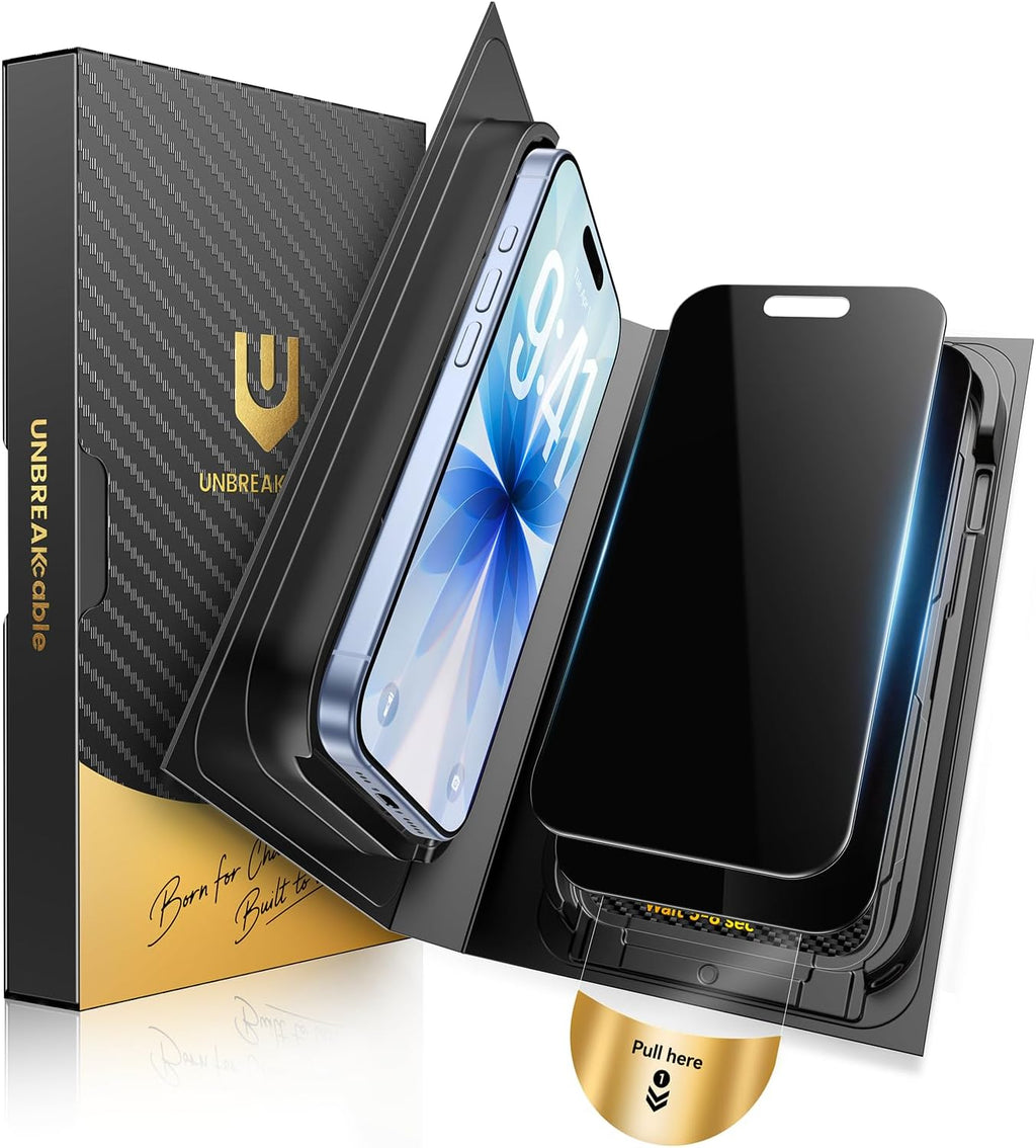 UNBREAKcable Protector de pantalla de privacidad para iPhone 17, caja
