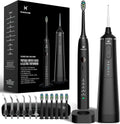 Kit de Cuidado Dental Pro Mejorado: Hilo Dental de Agua de 5 Modos y Cepillo de Dientes, Negro