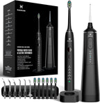 Kit de Cuidado Dental Pro Mejorado: Hilo Dental de Agua de 5 Modos y Cepillo de Dientes, Negro