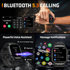 Relojes inteligentes militares para hombres, llamadas Bluetooth AMOLED de 2.06 pulgadas, IP68 con monitor de sueño, podómetro, más de 110 modos deportivos, reloj inteligente táctico para Android, iOS y Samsung compatible