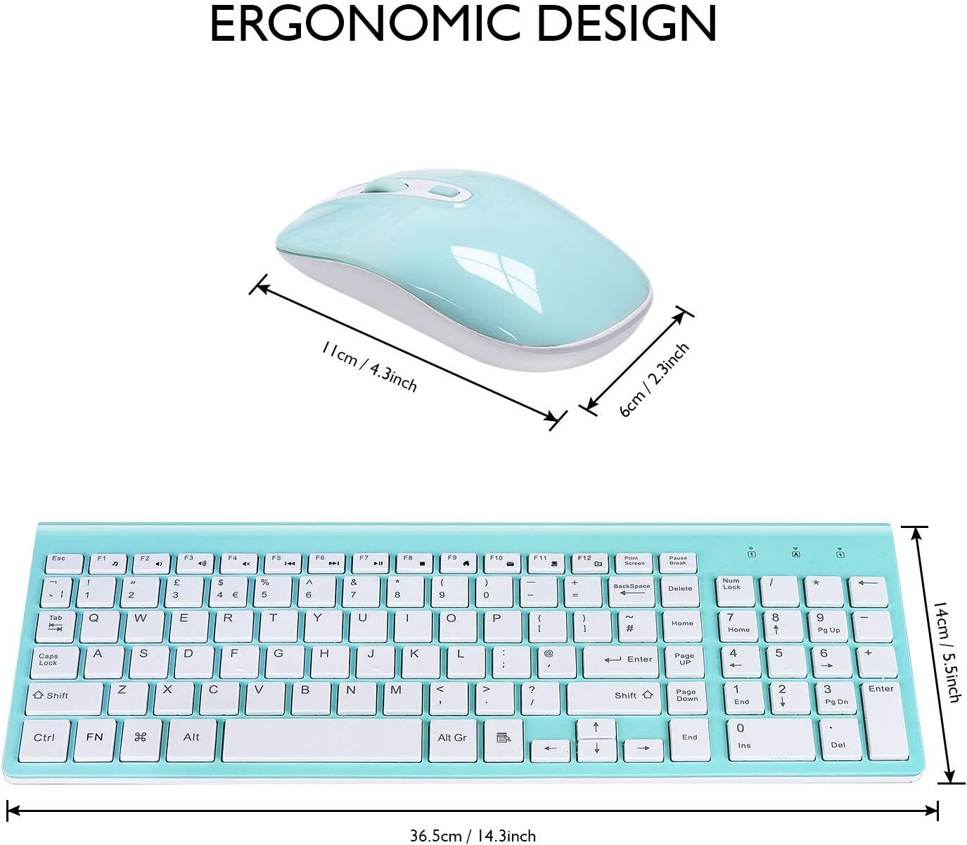 cimetech Combo de teclado y mouse inalámbricos, juego de teclado er...