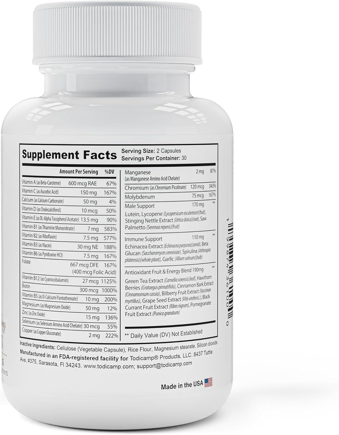 TODICAMP Multivitamínico para hombres \u2013 Multivitaminas diarias...