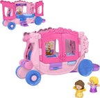 Fisher-Price Little People Juego de juguetes para niños pequeños Disney Princess Carrito musical tirable con figuras para juego de rol para niños de 18+ meses