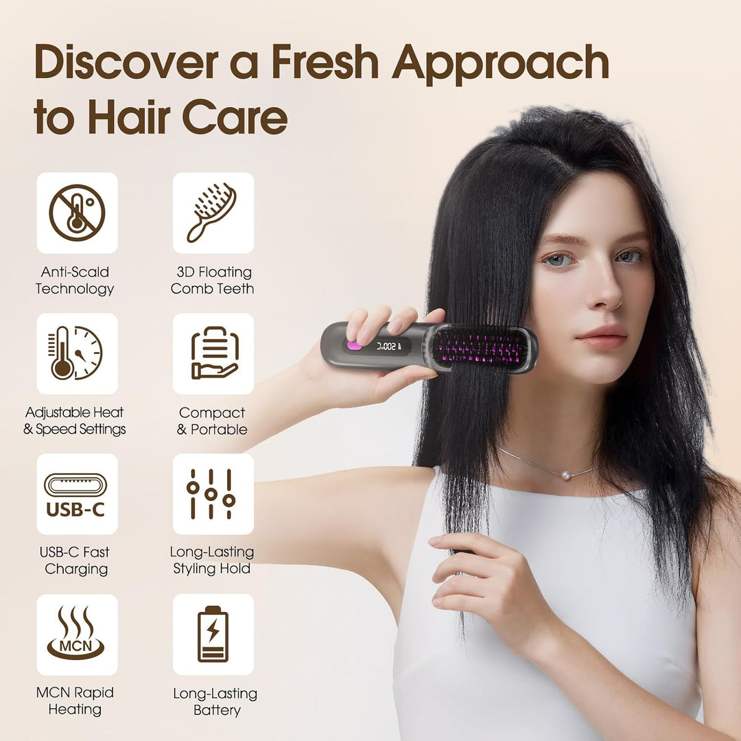 Lovinity - Cepillo alisador de cabello con pantalla LCD (calentamie...
