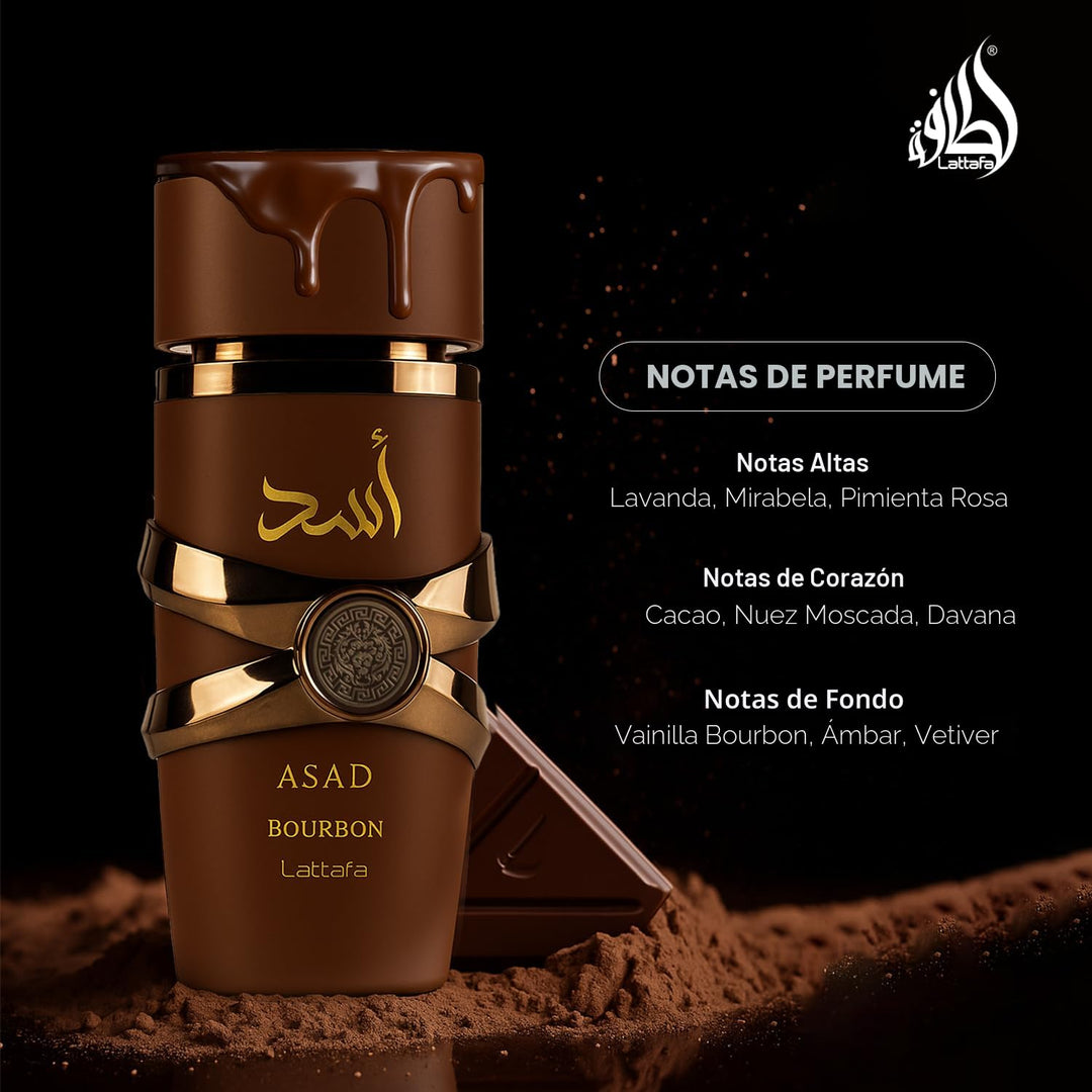 Lattafa Asad Bourbon para Unisex Eau de Parfum en Spray, 3.4 Onzas...