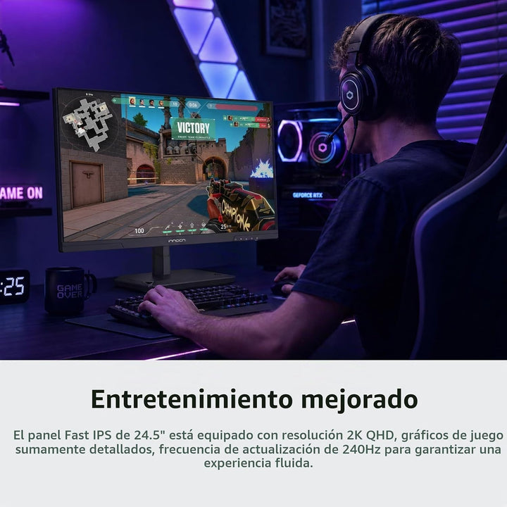 INNOCN Monitor de juegos de 24.5 pulgadas 1440P 240Hz QHD 2K para P...