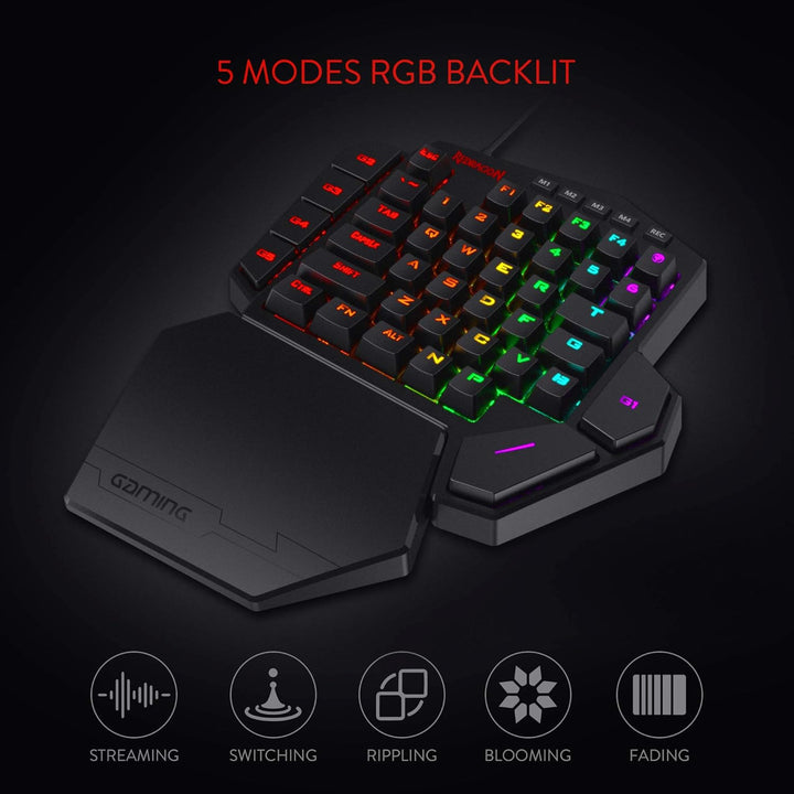 Redragon K585 DITI Teclado mecánico RGB con una sola mano con cable...