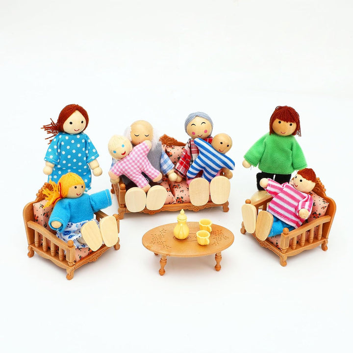 ONEST Juego de Familia para Casa de Muñecas de Madera de 15 Piezas,...