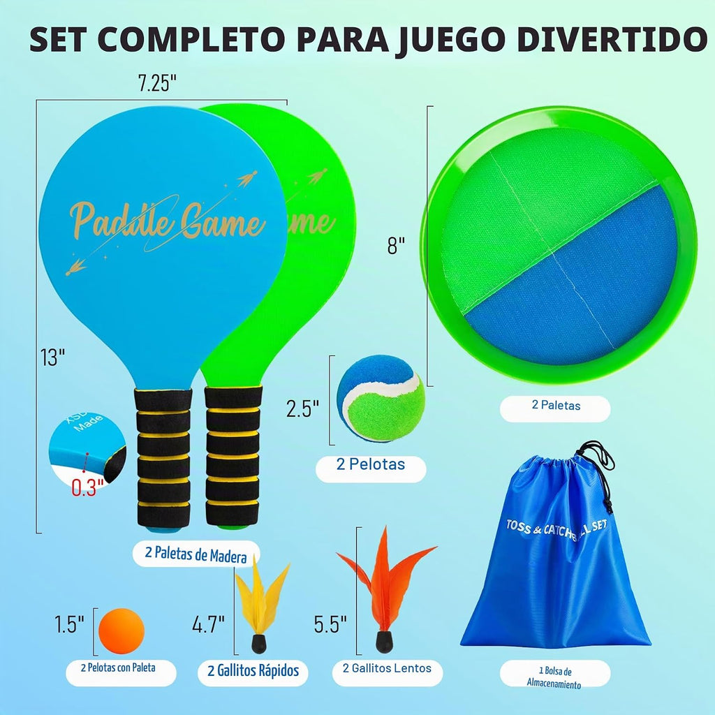 Juego de pelota de remo 2 en 1 y pelota de captura de lanzamiento