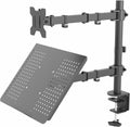 VIVO Negro totalmente ajustable de 13 a 32 pulgadas para monitor de computadora individual y soporte de escritorio para laptop, combinación con opción de ojal, se adapta hasta laptops de 17 pulgadas