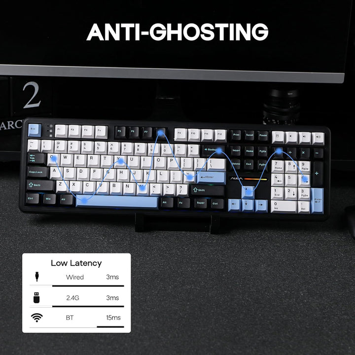EPOMAKER Aula F108 - Teclado inalámbrico para juegos, teclado mecán...