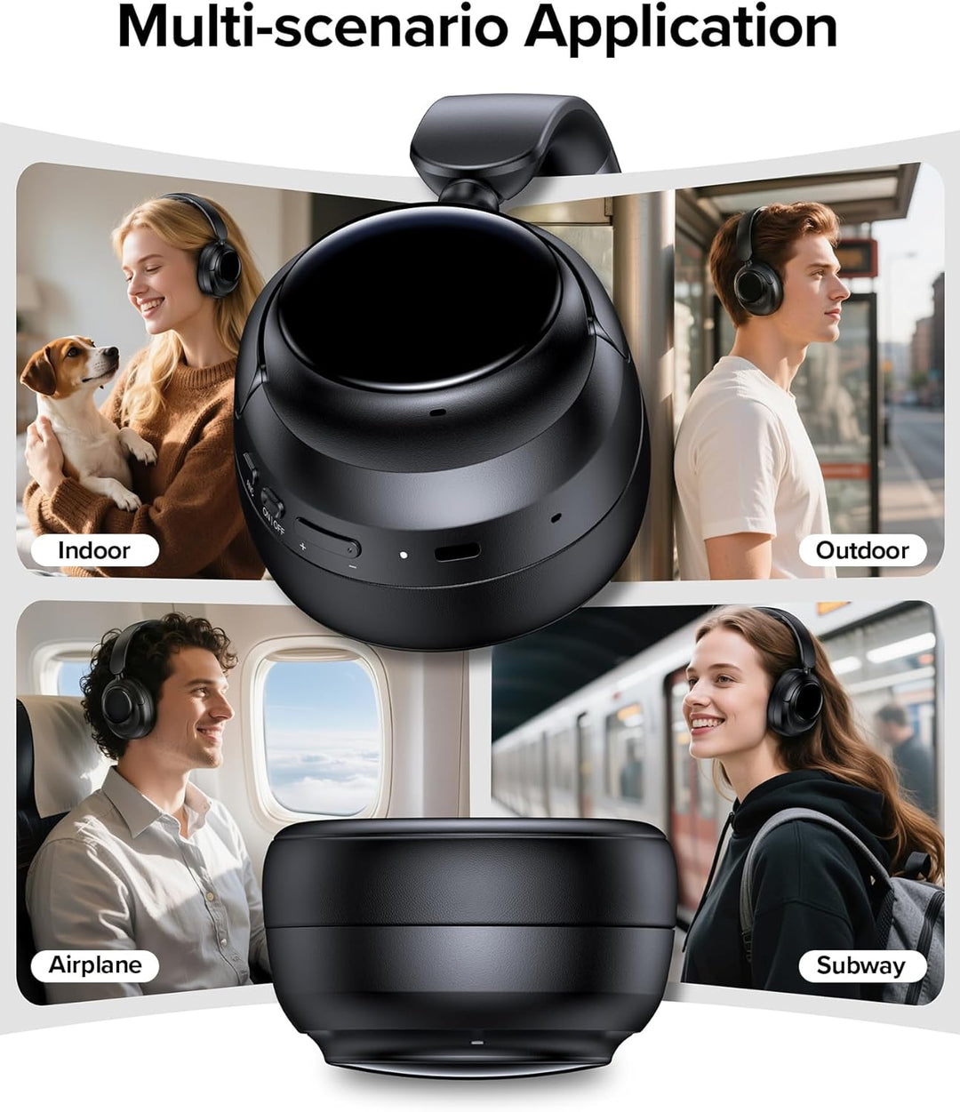 Auriculares híbridos con cancelación activa de ruido, 120 horas de...
