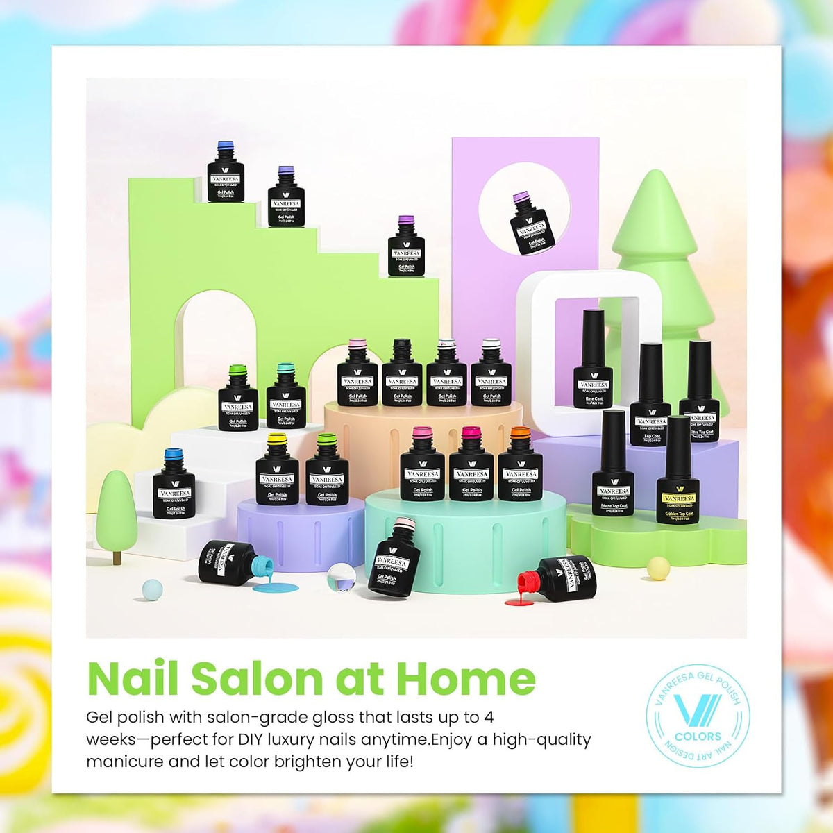 VANREESA Juego de 24 esmaltes de uñas de gel, colores de moda, con...