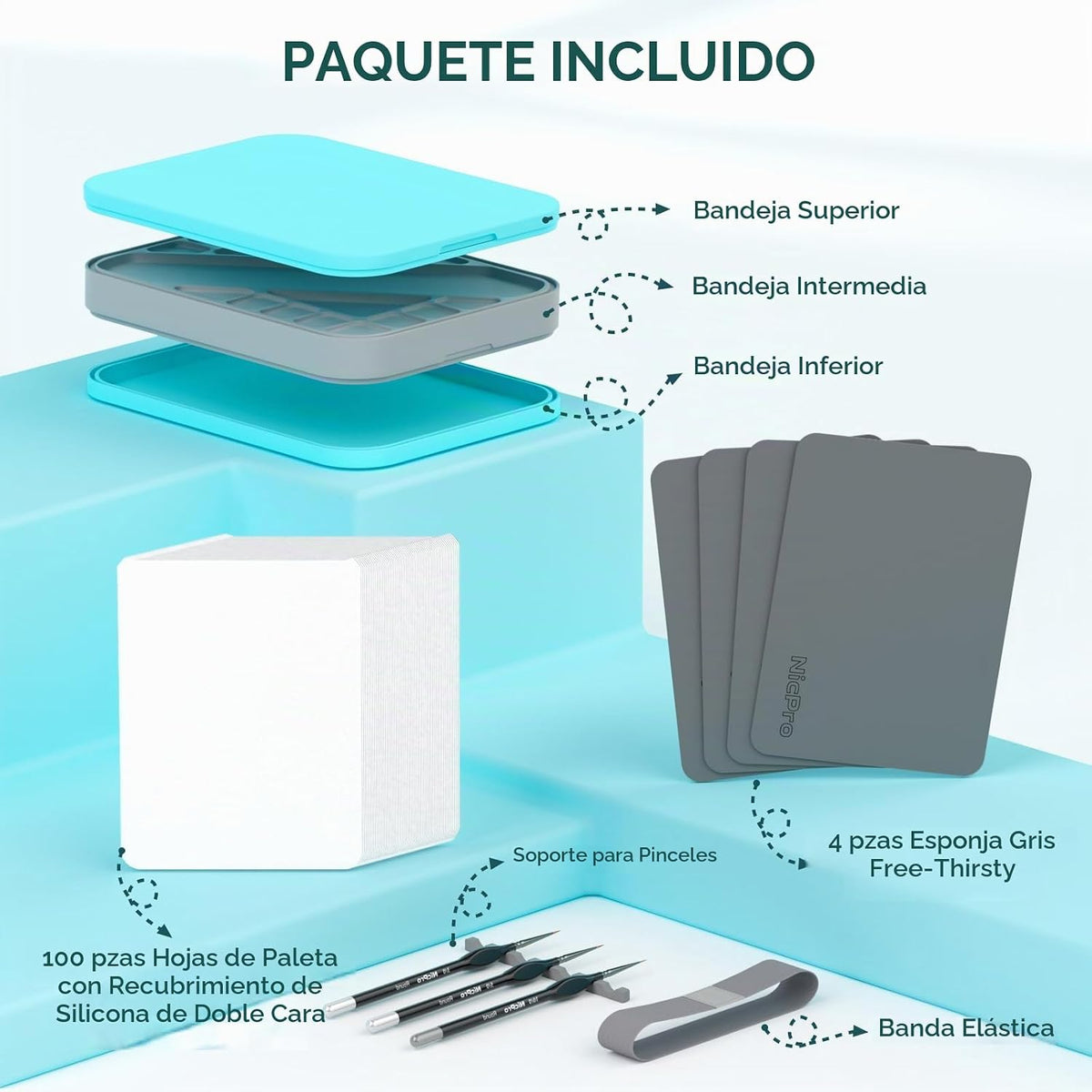 Nicpro Paleta Stay Wet para pintar en miniatura, pintura acrílica