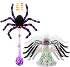 Soulchen Paquete de 2 arañas animatrónicas de Halloween con huevo LED