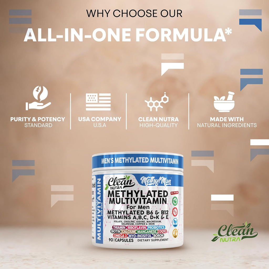 Clean Nutra - Multivitamínico metilado para hombres B6 y
