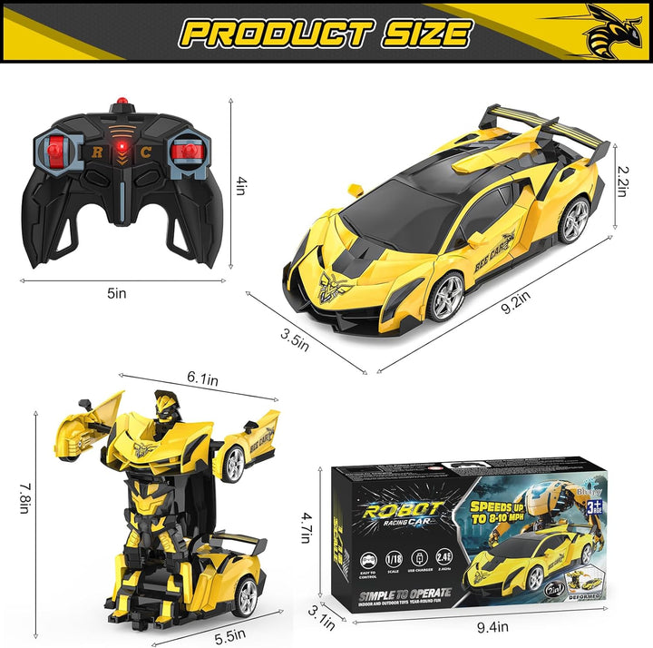 BLUEJAY Transform RC Cars para niños de 4-7 y 8-12 años, auto a con...