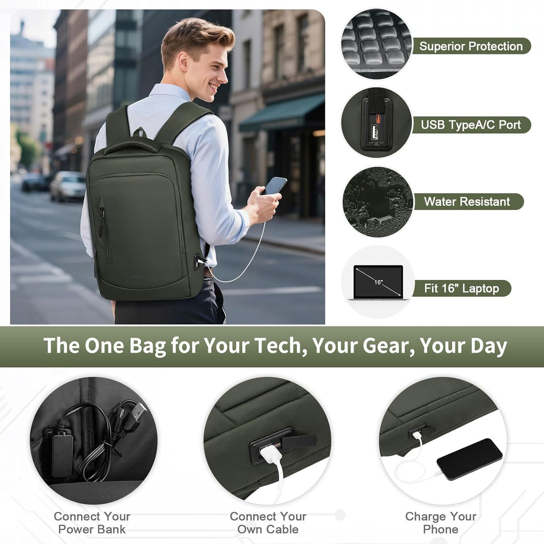 SUIKIHUM Mochila delgada a prueba de golpes para laptop para hombre...