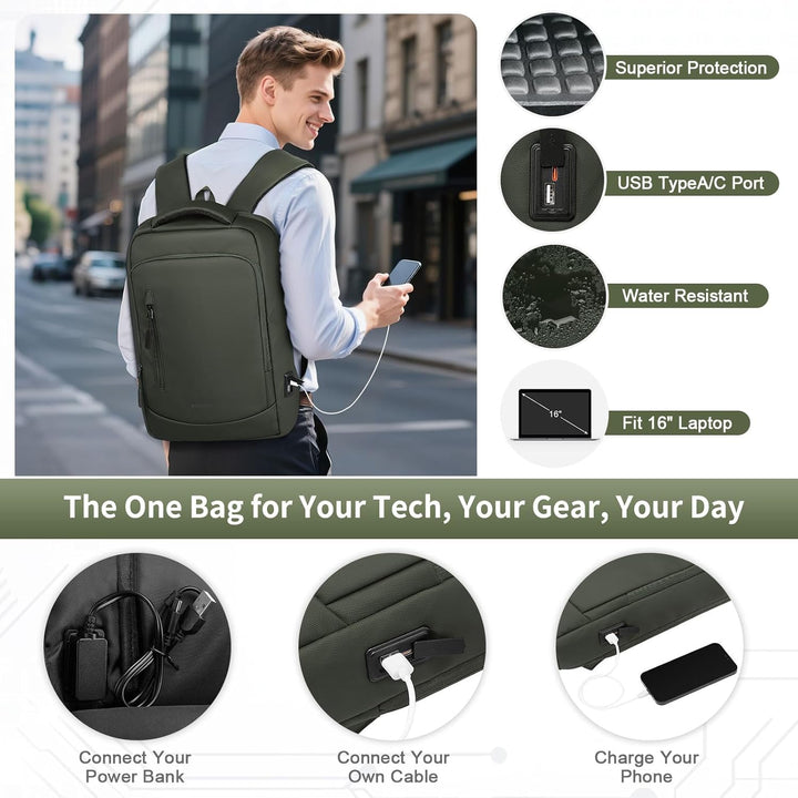 SUIKIHUM Mochila delgada a prueba de golpes para laptop para hombre...