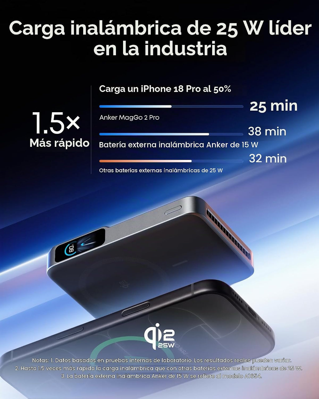 Anker MagGo 2 Pro Power Bank, Qi2.2 25W 10000mAh cargador portátil