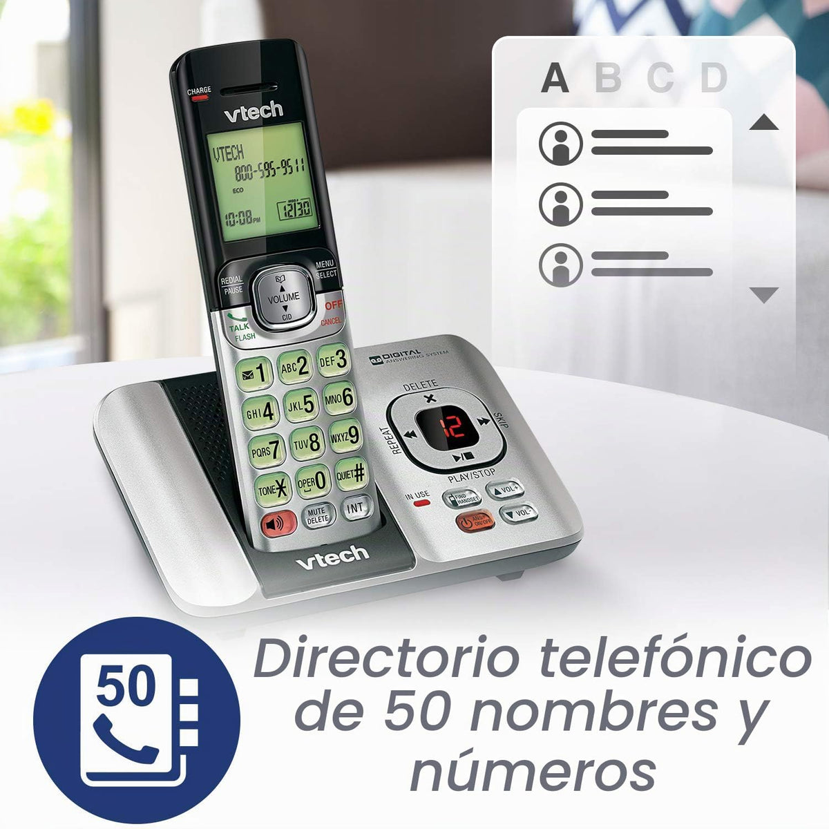 VTech CS6529-4B Sistema de telefonía inalámbrica de 4 receptores con contestador, con identificador de llamadas/llamada en espera